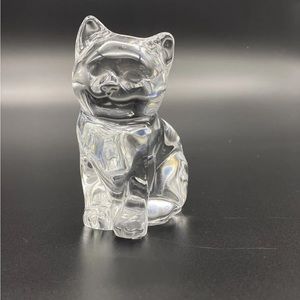 Princess House Lead Crystal CAT Figurine 3.75" Paperweight Pet Kitten Germany